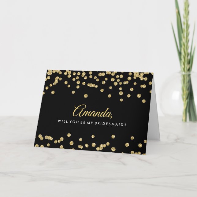 Invitation Be My Bridesmaid Gold Faux Parties scintillant Con (Devant)