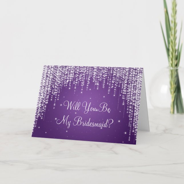 Invitation Be My Bridesmaid Night Dazzle Purple (Devant)