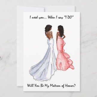 Invitation Be My Matron of Honor Card - African American