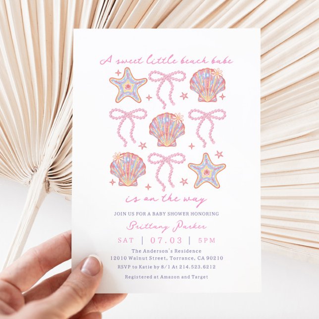 Invitation Beach Babe Coastal Girl Baby shower (Créateur téléchargé)