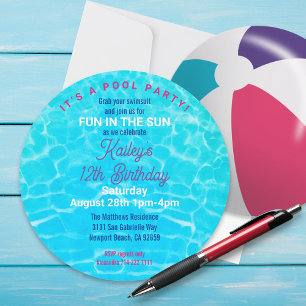 Invitation Beach Ball Pool Party Anniversaire