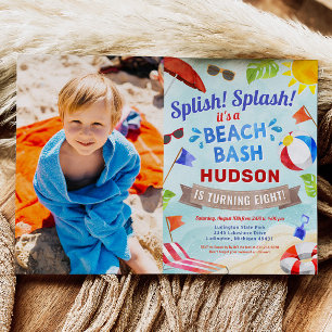 Invitation Beach Bash Summer Boy Photo Anniversaire