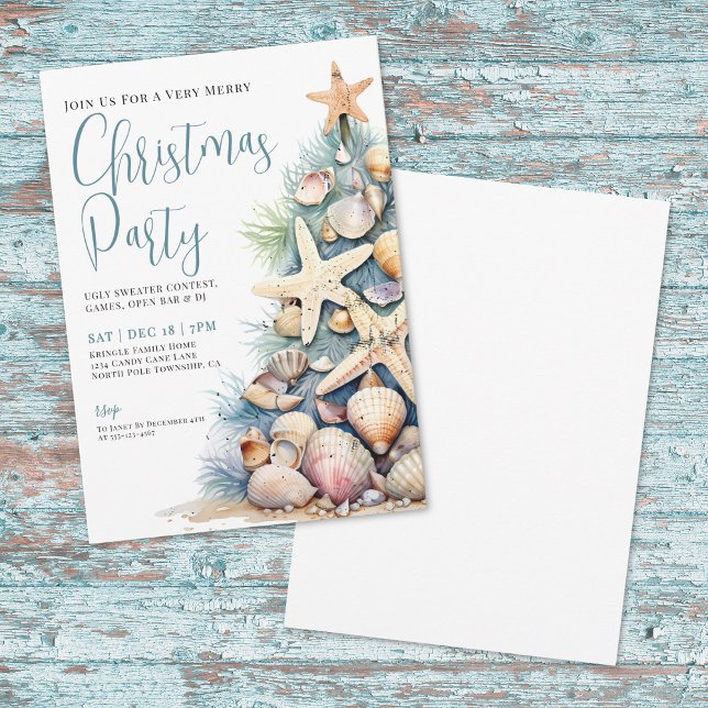 Invitation Beach Christmas Party (Beach Christmas Party Invitation)