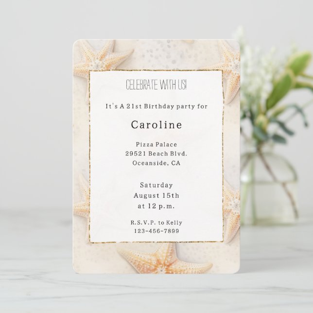 Invitation Beach Ocean Starfish Anniversaire (Debout devant)