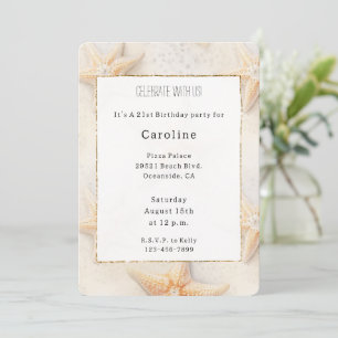 Invitation Beach Ocean Starfish Anniversaire