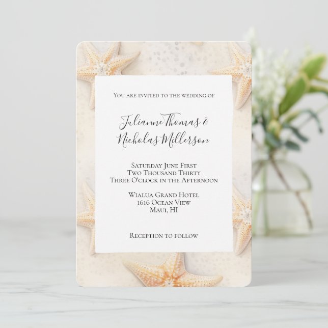 Invitation Beach Ocean Starfish Mariage (Debout devant)