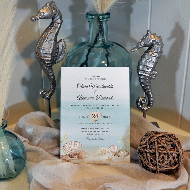 Invitation Beach Ocean Tropical Watercolor Mariage (Créateur téléchargé)