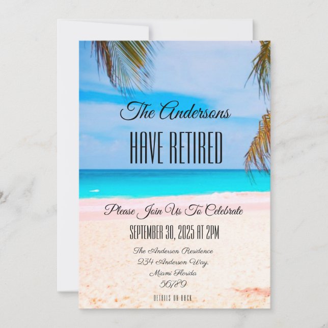 Invitation Beach Retirement Party Couple's Celebration (Devant)