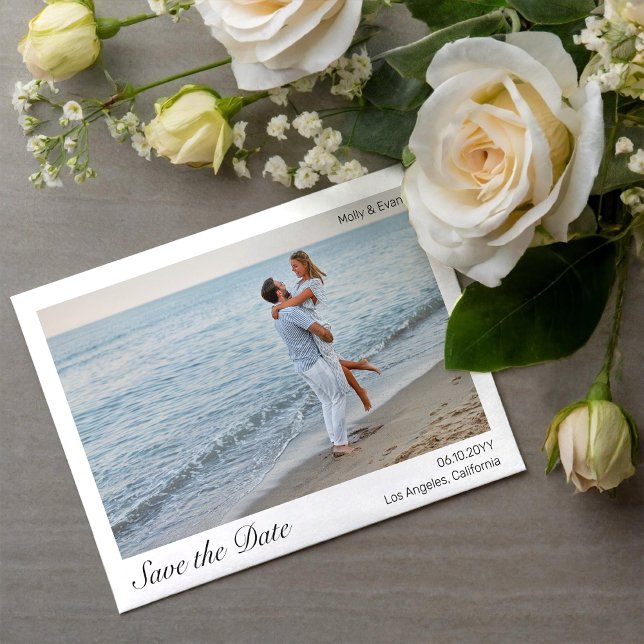 Invitation Beach Romance Bordure photo mariage Enregistrer la (Créateur téléchargé)