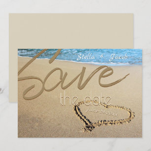 Invitation Beach Sand Heart Bold Enregistrer la date