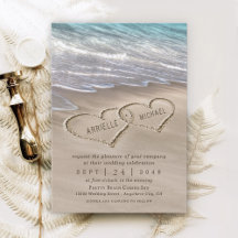 Beach Sand Hearts Élégant Tropical Moderne Mariage