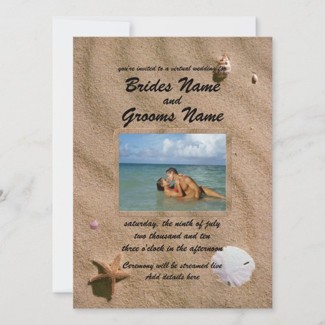 Invitation Beach Serenity avec Mariage virtuel photo (Devant)