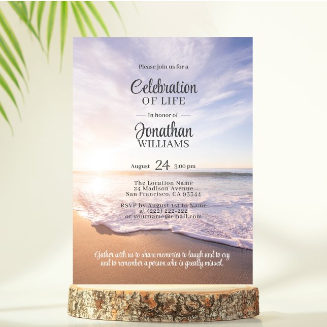 Invitation Beach Sun Ocean Celebration of Life | PHOTO (Créateur téléchargé)