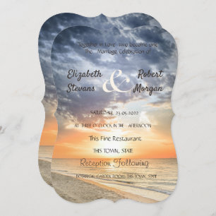Invitation Beach Sunrise String Lights Mariage
