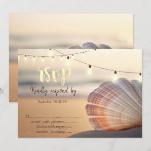 Invitation Beach Sunset Seashell RSVP