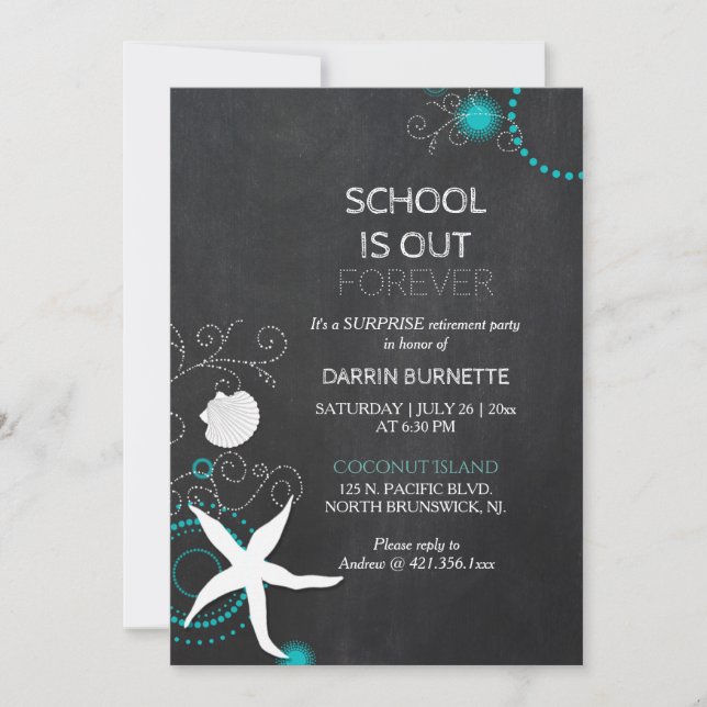 Invitation Beach Surprise Retraite Party pour enseignant (Devant)