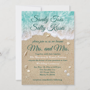 Invitation Beach Waves Sandy Toes Salty Kisses Mrs & Mrs.