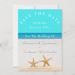Invitation Beach Wedding 2 Starfish in Sand Save the Date Inv