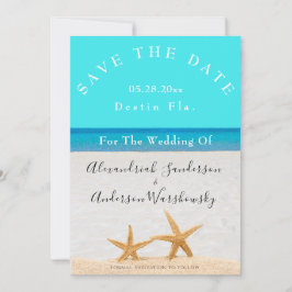 Invitation Beach Wedding 2 Starfish in Sand Save the Date Inv