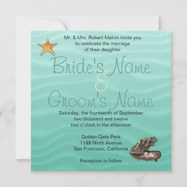 Invitation Beach Wedding Sandy Shore (Devant)