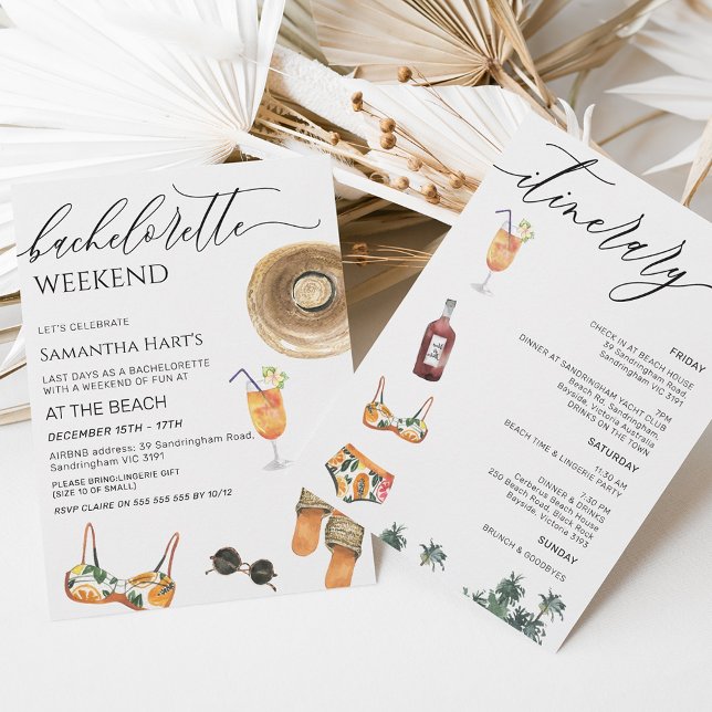 Invitation Beach Week-end Away Bachelorette Fête des mariées (Créateur téléchargé)