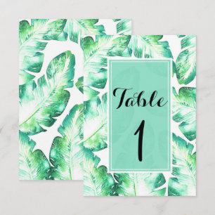 Invitation Beachy White & Green Tropical Feuilles Numéro de t