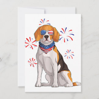 Invitation beagle chien américain drapeau américain beagle am