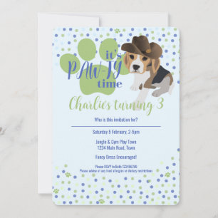 Invitation Beagle Chien Chien bleu Anniversaire de enfant Inv