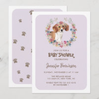 Beagle Chien Floral Couronne Baby shower