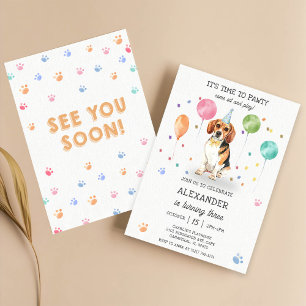 Invitation Beagle laisse Pawty Chien Chien Chien Chien Chiot 