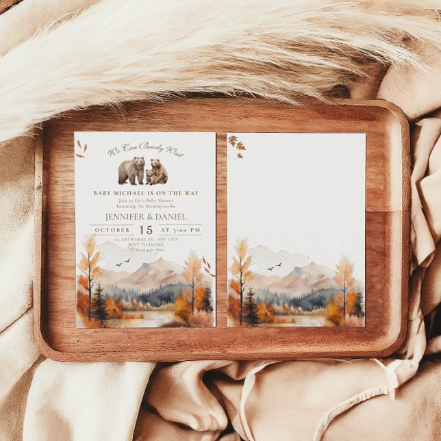 Invitation Bear Adventure Fall Mountains Baby shower neutre (Créateur téléchargé)