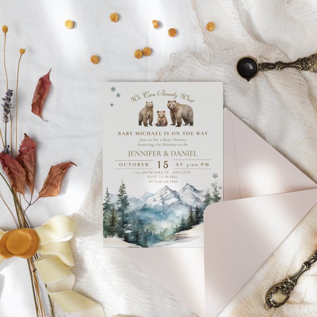 Invitation Bear Adventure Winter Mountains Baby shower (Créateur téléchargé)