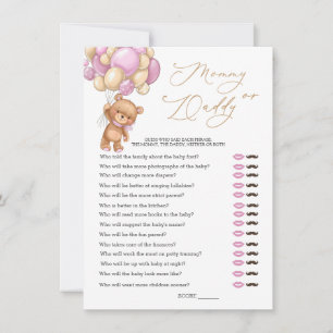 Invitation Bear Baby Shower Game Guess Who Mommy or Daddy