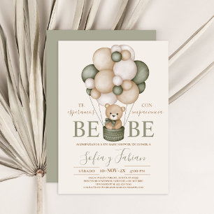 Invitation Bear Balloons garçon Baby shower espagnol Invitati