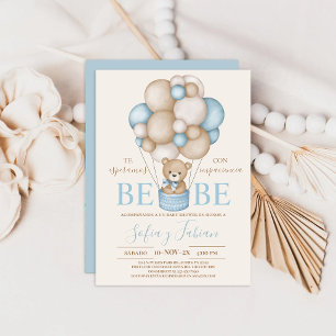 Invitation Bear Balloons garçon Baby shower espagnol Invitati
