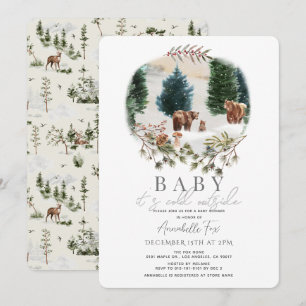 Invitation Bear Family Baby Il fait froid dehors Baby shower