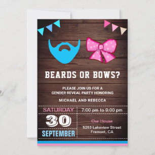 Invitation Beares ou Bows Genre Reveal Party