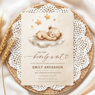 Invitation Bearly Wait Beige Genre Neutre Baby shower