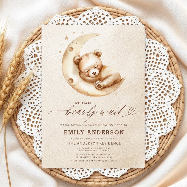 Invitation Bearly Wait Beige Genre Neutre Baby shower (Créateur téléchargé)