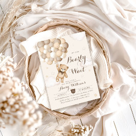 Invitation Bearly Wait Brown Bear Balloon Baby shower