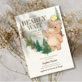 Invitation Bearly Wait Cute Baby shower de l'ours des bois