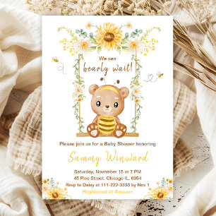 Invitation Bearly Wait Honey Bear Swing Baby Shower