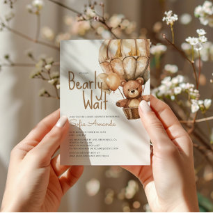 Invitation Bearly Wait Neutral Baby Animaux Baby shower