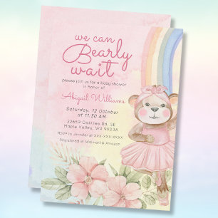 Invitation Bearly wait rainbow floral ballet ours baby shower