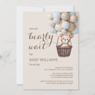 Invitation Bearly Wait Teddy Balloons Boy Baby shower Invitat