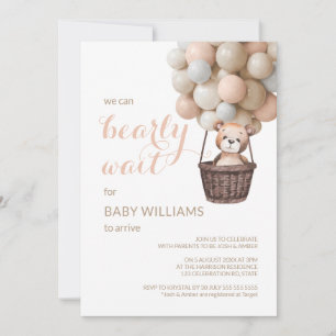 Invitation Bearly Wait Teddy Balloons Girl Baby shower 