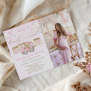 Invitation Bearly Wait Teddy Bear Baby shower rose photo