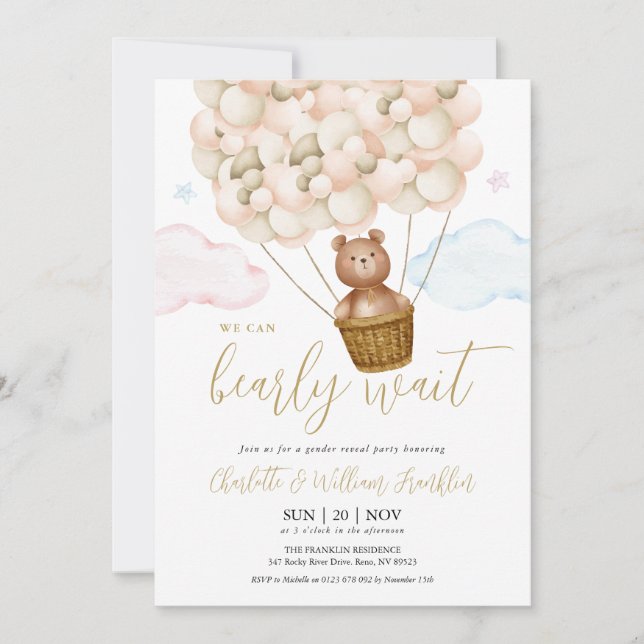 Invitation Bearly Wait Teddy Bear Sexe RevezParty (Devant)