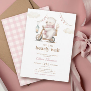 Invitation Bearly Wait Teddy Oear Girl Baby shower
