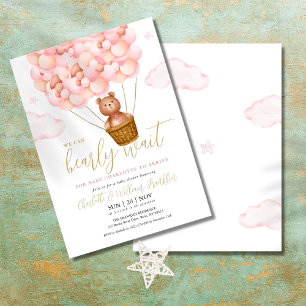 Invitation Bearly Wait Teddy Ours Rose Girl Baby shower